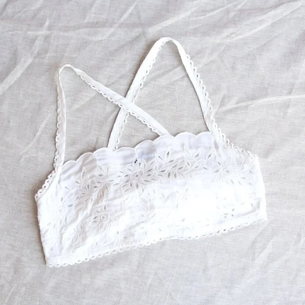 Free People Cassandra Crop Top in Ivory White Size S NWT